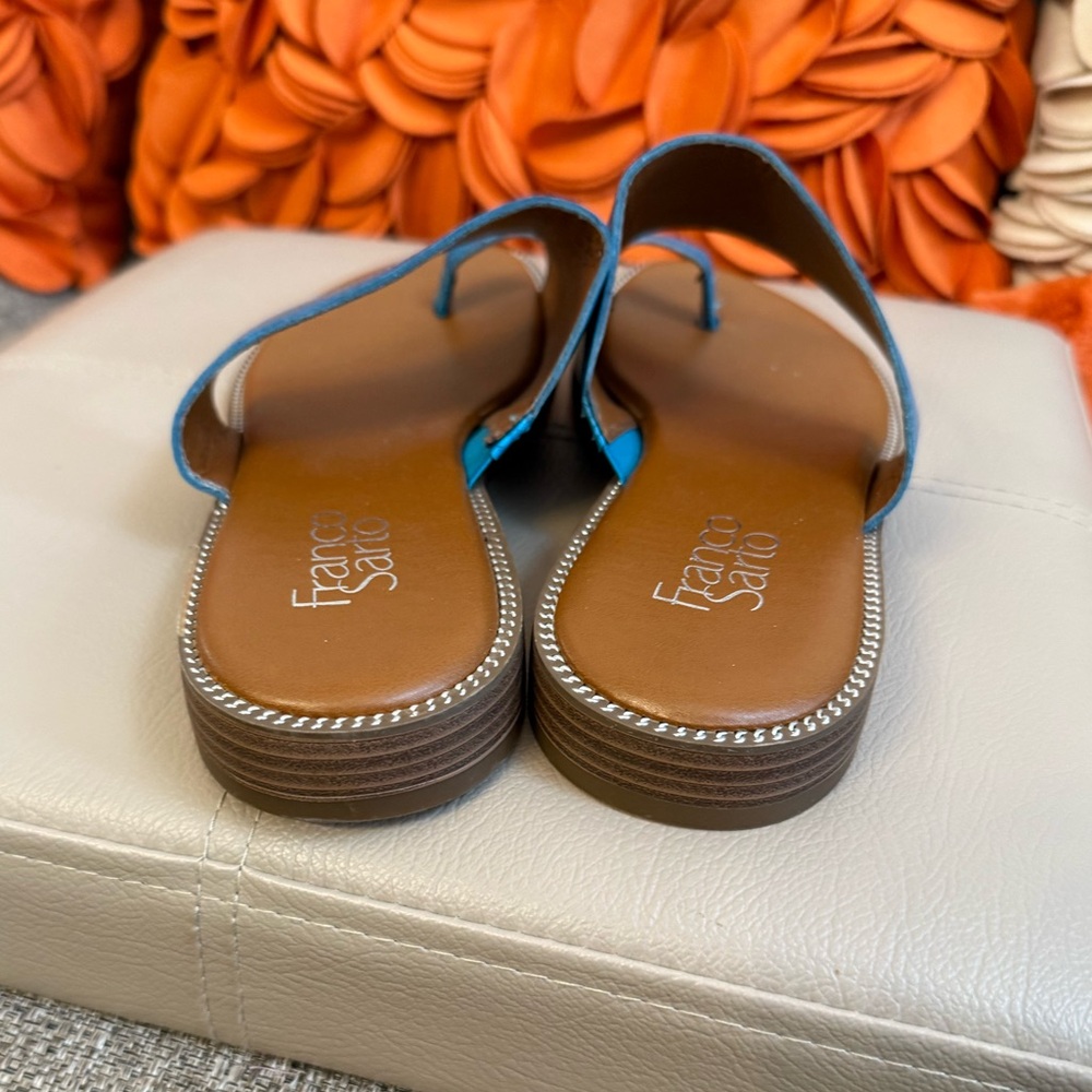❣️🆕Franco Sarto Gem Sandals teal / blue snakeskin embossed texture leather❣️ - Picture 6 of 10